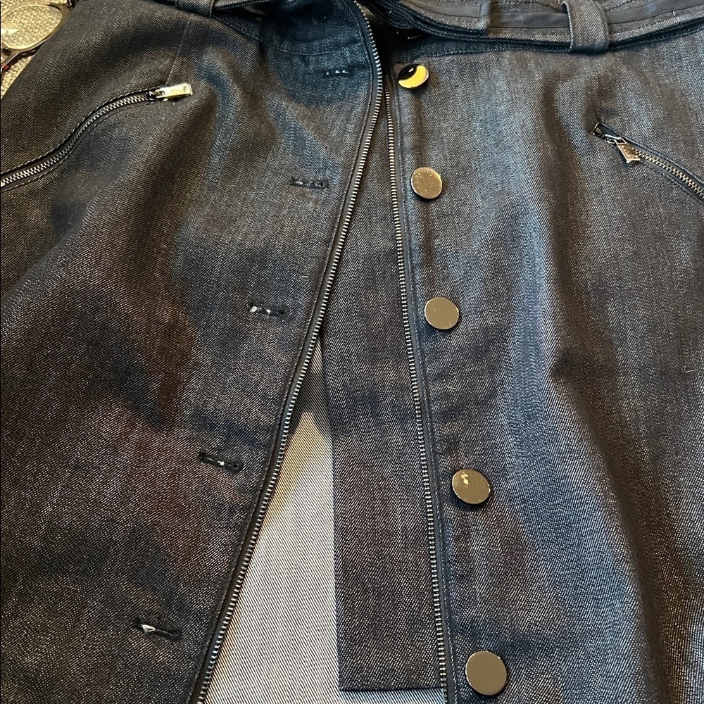 WORTH Black Denim Biker Button/Zipper front Jean Skirt NWOT Size 12 - Picture 9 of 9